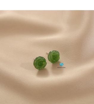 Khuyên Tai Hoa Mẫu Đơn Ngọc Bích