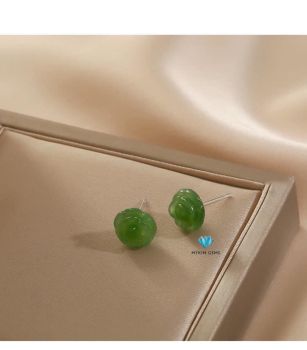 Khuyên Tai Hoa Mẫu Đơn Ngọc Bích