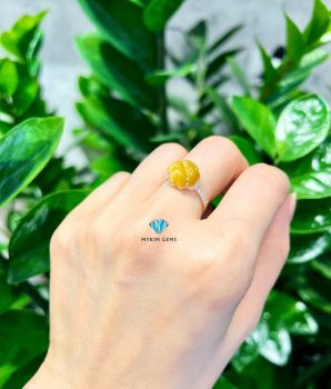 Nhẫn Bạc 4 Lá Mắt Hổ Vàng