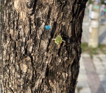 Nhẫn Vàng 10K Tỳ Hưu Tourmaline Xanh