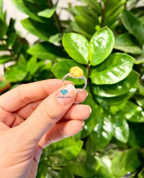 Nhẫn Bạc 4 Lá Mắt Hổ Vàng