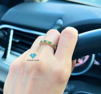 Nhẫn Vàng 18K Ngọc Phỉ Thuý-Kim Cương