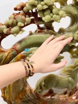 Chuỗi Vòng Tourmaline A 5mm Mix Charm Bạc