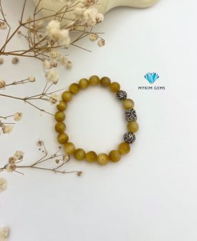 Vòng Mắt Hổ Vàng A 8mm Mix Charm Bạc