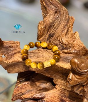 Vòng Mắt Hổ Vàng 12mm Mix Charm Lu Thống Vàng 24k