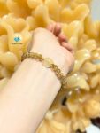 Vòng 4 Lá Thạch Anh Tóc Vàng Ánh Kim A 6mm Mix Charm Vàng 24k