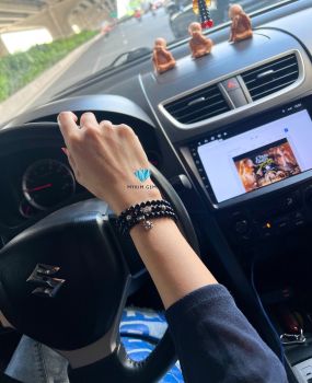Chuỗi Vòng Mã Não Đen 6mm Mix Charm Bạc s3