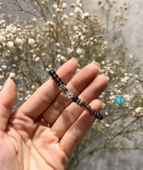 Vòng Thạch Anh Khói 6mm Mix Charm Bạc
