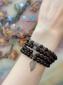 Chuỗi Vòng Thạch Anh Khói 6mm Mix Charm Bạc