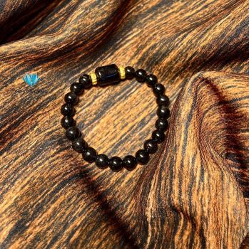 Vòng Lu Thống Thạch Anh Tóc Đen 8mm Mix Charm Vàng 24k