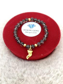 Vòng Thạch Anh Tóc Đen A 6mm Mix Charm Vàng 24k