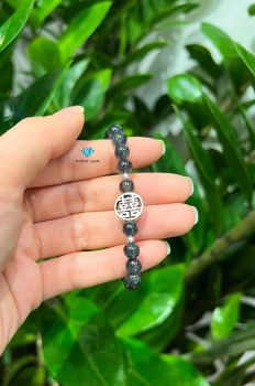 Vòng Thạch Anh Tóc Đen 7mm Mix Charm Bạc