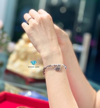 Vòng Thạch Anh Tóc Đen A 4mm Mix Charm Bạc