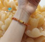 Vòng Mắt Hổ Đỏ Cam 6mm Mix Charm Vàng 24k s2