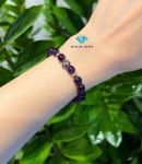 Vòng Thạch Anh Tím A 7mm Mix Charm Bạc