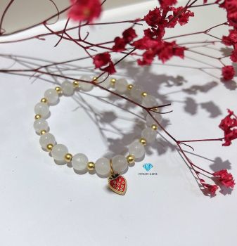 Vòng Moonstone A 7mm Mix Charm Đồng Si