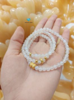 Chuỗi Vòng Moonstone A 5mm Mix Charm Vàng 24k