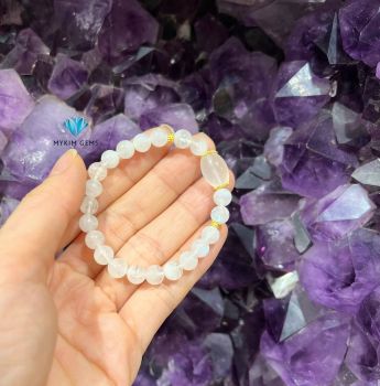 Vòng Lu Thống Moonstone A 7mm Mix Charm Vàng 24k