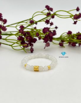 Vòng Moonstone A 7mm Mix Charm Vàng 24k