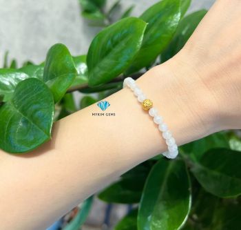 Vòng Moonstone A5mm Mix Charm Vàng 24k