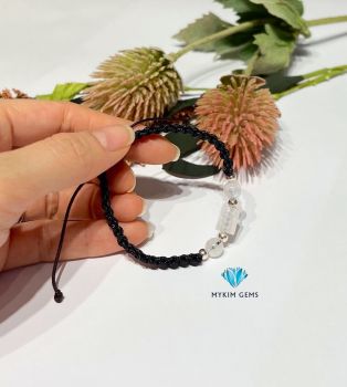 Vòng Dây Tết Lu Thống Moonstone A 7mm Mix Charm Bạc