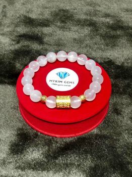 Vòng Thạch Anh Tóc Trắng 10mm Mix Charm Vàng 24k