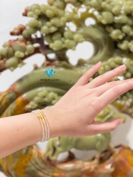 Chuỗi Vòng Thạch Anh Trắng Trong 4mm Mix Charm Vàng 24k