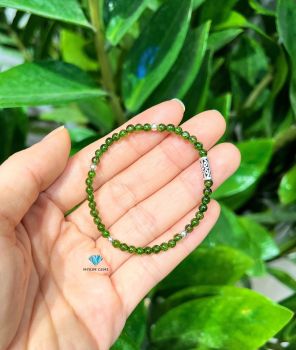 Vòng Diopside A 4mm Mix Charm Bạc