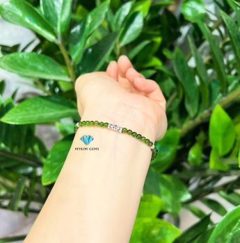 Vòng Diopside A 4mm Mix Charm Bạc
