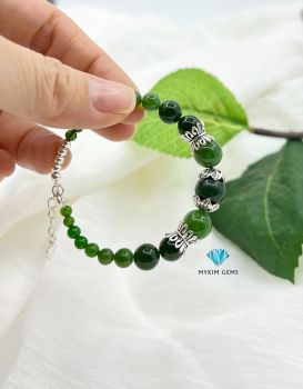 Lắc Bạc Diopside + Ngọc Bích Mix Charm