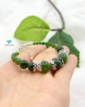 Lắc Bạc Diopside + Ngọc Bích Mix Charm