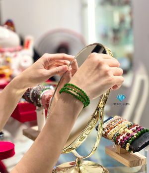 Chuỗi Vòng Diopside A 5mm Mix Charm Vàng 24k