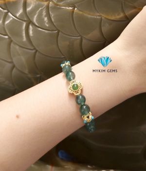 Vòng Thạch Anh Dâu Xanh 8mm Mix Charm Đồng si