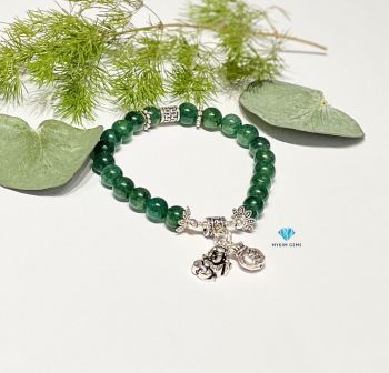 Vòng Thạch Anh Dâu Xanh 8mm Mix Charm Bạc