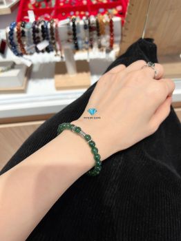 Vòng Thạch Anh Dâu Xanh 8mm Mix Charm Bạc