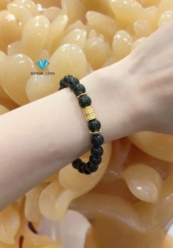 Vòng Thạch Anh Tóc Rêu A 8mm Mix Charm Vàng 24k