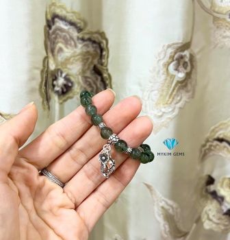 Vòng Thạch Anh Tóc Rêu 8mm Mix Charm Bạc