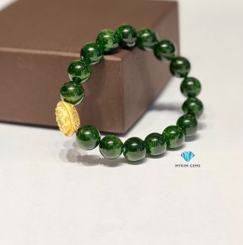 Vòng Diopside A 12mm Mix Charm Vàng 24k