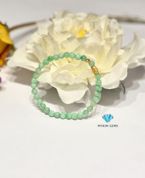 Vòng Ngọc Jade Táo Xanh 5mm Mix Charm vàng 24k
