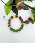 Vòng Ngọc Bích 10mm + Trầm Hương Mix Charm Túi Tài Lộc Vàng 24k