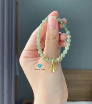 Vòng Ngọc Hoà Điền 6mm Mix Charm Đồng Si