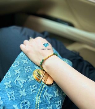 Vòng Ngọc Hoà Điền 6mm Mix Charm Vàng 24k