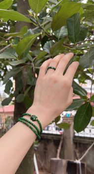 Chuỗi Vòng 4 Lá Cẩm Thạch Sơn Thuỷ VIP 4mm Mix Charm Vàng 24k