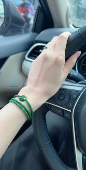 Chuỗi Vòng 4 Lá Cẩm Thạch Sơn Thuỷ VIP 4mm Mix Charm Vàng 24k